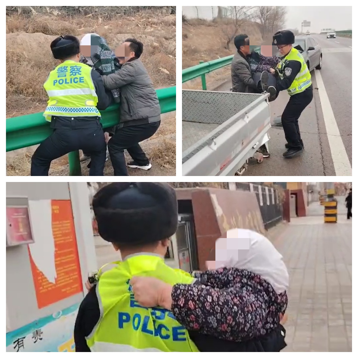 路遇交通事故高速交警及时转运滞留人员