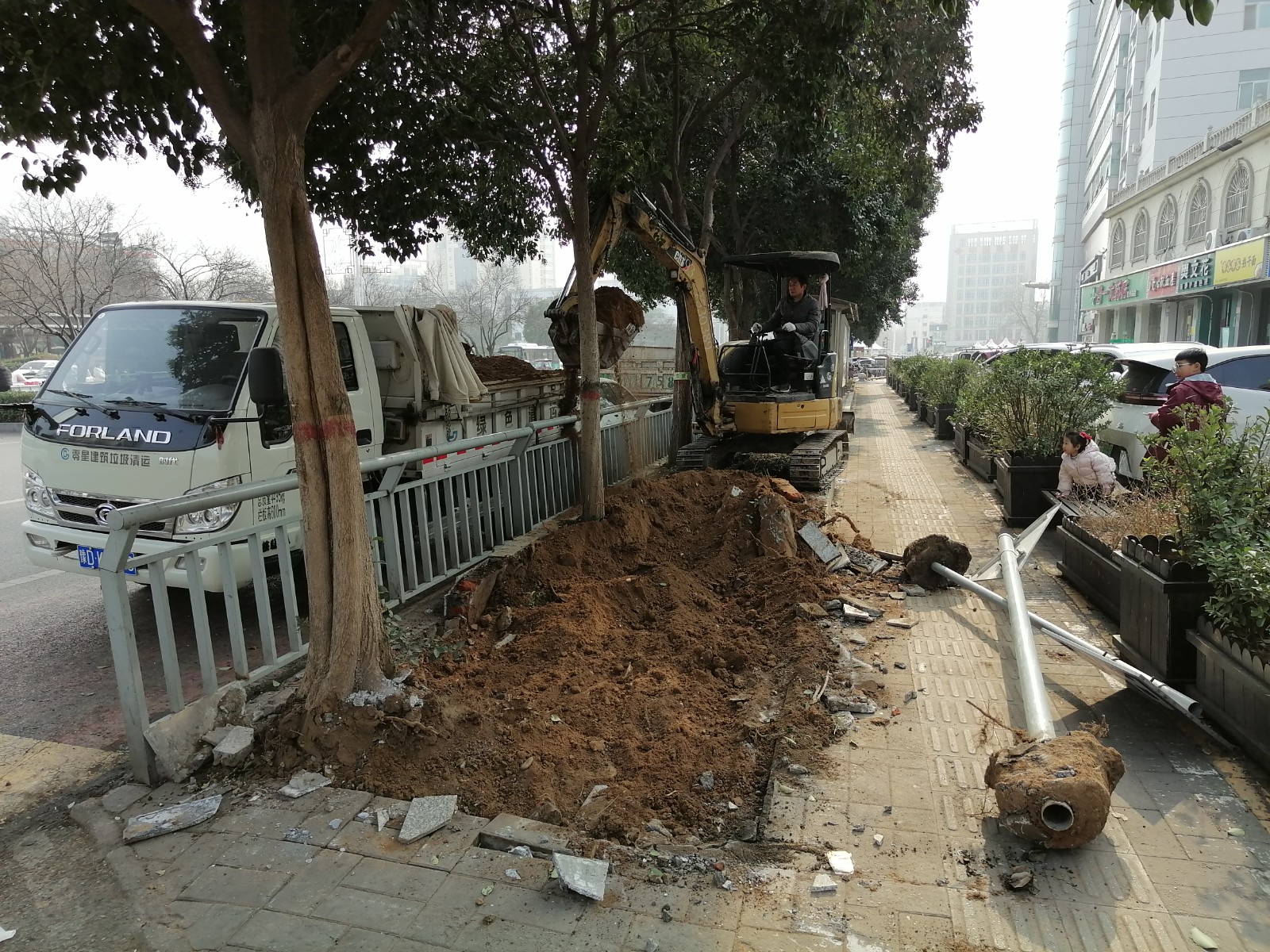 汝州市城市管理局：闹市区护栏内侧绿化带“消失”？原来