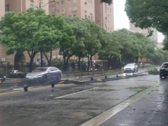 风好大！吴中路、七莘路、中春路上有护栏被吹倒了……(图2)